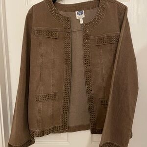 Denim jean jacket in dark tan with studs